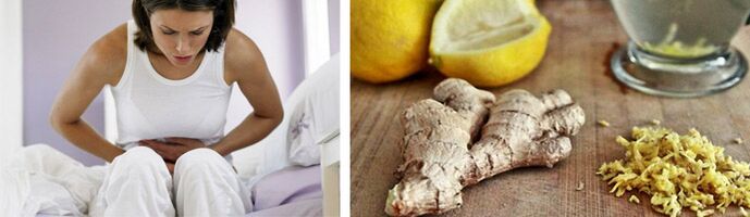 abdominal pain with parasites and ginger with lemon to eliminate them