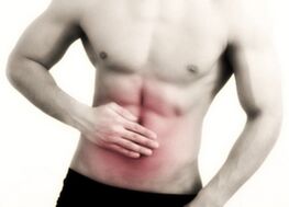 Abdominal pain with the lesion of the sovereign